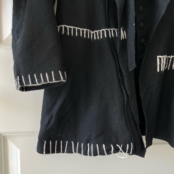 Y’s style wool asymmetrical black jacket with belt, a-line, button down - Picture 6 of 9